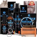 Beard Grooming Kit for Beard Care Unique Gifts for Men, Beard Growth Serum,Beard Oil, Beard Brush, Beard Comb, Beard Balm/Wax, Beard Shampoo, Beard & Mustache Scissors Beard Growth & Trimming Travel Sets for Hair Care