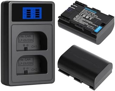 GOROFO 2-Pack of LP-E6NH Camera Batteries and LED Dual Slot Charger Set, Compatible with Canon EOS R7, R6, R5, R, 6DMark II, 5DMark IV, 5DS, 5DS R, 5D Mark II, 80D, 90D, 6D, 7D, 7D Mark II, 2200mAh