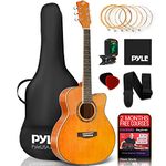 Pyle 36" Cutaway Acoustic Guitar-3/4 Size Orange Matte, 6 Steel Strings w/Gig Bag, Tuner, Extra Strings, Picks, Strap- Beginners, Kids- Right Handed