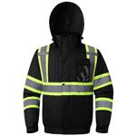 Kazsaifo Safety Jacket for Men Women Waterproof Reflective High Visibility Jacket Hi Vis Winter Bomber Jacket Hivisble Jacket High Vis Construction Work Jacket for Men with Pockets(KZJ-Black-L)