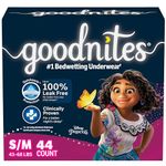 Huggies Goodnites Training Pants, Girls Bedwetting NightTime Underwear, Size S/M, 43-68 lbs, 44 Count, Giga Pack