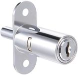 uxcell Drawer Desk Wardrobe Cabinet Push Plunger Lock, 3/4" Cylinder Diameter 1-1/2" Cylinder Length, Zinc Alloy Chrome Finish, Keyed Alike