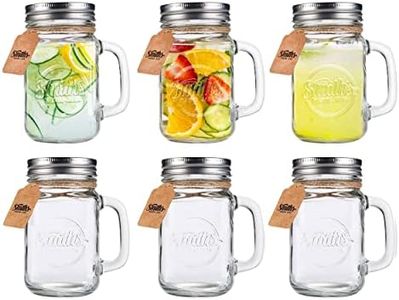 Smith's Mason Jars Set di 6 tazze da mason jar da 473 ml con coperchi a vite | Bicchieri da bere ideali per fare l'avena notturna e i frullati | Tutti sono dotati di cartellini per il regalo