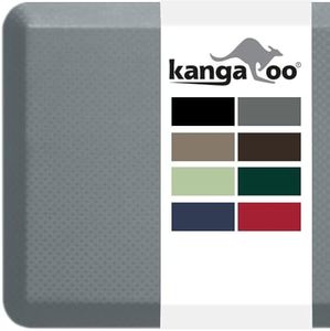 KANGAROO Thick Ergonomic Anti Fatigue Mats for Kitchen Floor, 39x20, Cushioned Standing Office Desk Mat, Waterproof Scratch Resistant Topside, Supportive All Day Comfort Padded Foam Rugs, Gray