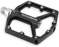 ROCKBROS Mountain Bike Pedals MTB Pedals 9/16-Inch Sealed Bearing Lightweight Aluminum Alloy Bicycle Platform Flat Pedals for Road Mountain BMX MTB Bike