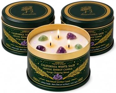 YMing Sage Candle for Cleansing, 3 Pack Scented Candle with Crystals