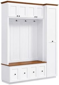 BIAIEMN Hall Tree with Storage Bench and Shoe Bench, Entryway Organizer with Hooks, Farmhouse Entrance Hallway Mudroom Furniture