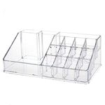 INOVERA (LABEL) Plastic 16 Compartment Cosmetic Display Cases Makeup Lipstick Storage Organizer Holder Box, 22L X 12 2W X 7 5H (Transparent - Pack of 2)