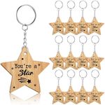 AIBAOBAO School Leave Star Keyring Class End of Term Graduation Gifts Star Token Favor Teacher to Pupil Leaving Gift You're a Star End of Term Gifts for Children Wooden Token 12Pcs