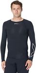 2XU Men's Core Compression Top, Black/Silver, Long Sleeve, L