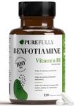 PUREFULLY Benfotiamine Vitamin B1/Thiamine 100mg, 120 Capsules - High Absorption Energy Support - Gluten Free, Non-GMO, Made in Canada