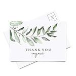 Bliss Collections Greenery Thank You Cards, 4.25x6 Postcard Style Notes, Floral Design Perfect for: Wedding, Bridal Shower, Baby Shower, Birthday, Funeral or a Great Way Just to Say Thanks, 50 Pack