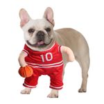 DELIFUR Dog Basketball Player Costume – Ball Pet Halloween Costume Funny Dress Up Sports Outfit Cosplay Clothes for Small Medium Dog Adjustable (Medium)