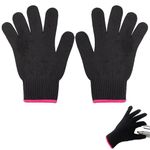 FAST-FX 2 pcs Heat Resistant Hair Styling Gloves, Professional Heat Resistant Gloves for Curling Hair, Hair Straighteners and Curling Irons, Suitable for Left and Right Hands, Black