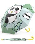 ANYCHO Kids Umbrella for Boys and Girls, 3D Cartoon Lightweight Small Umbrella for Kids with Pinch-Proof Design for Baby, Waterproof & Windproof, Easy to Open and Close for Children, Mini Portable Durable for Rain or Sun Protection - Light Green (Panda)