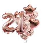 Pop The Party Nylon 21Th Number Balloon With 21 Digit Balloon For Including Star, Heart And Confetti Balloons,Multicolor,11 Pcs