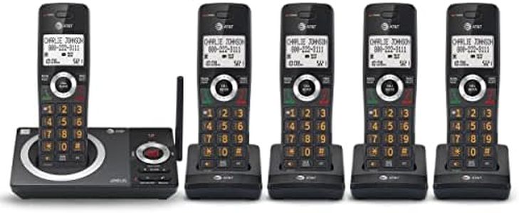 AT&T CL82519 DECT 6.0 5-Handset Cordless Phone for Home with Answering Machine, Call Blocking, Caller ID Announcer, Intercom and Long Range, Black