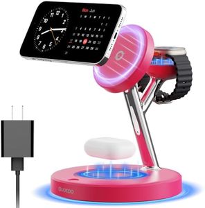【Adjustable Blue Ambient Light】 Wireless Charger 3 in 1 for iPhone, Magnetic Charging Station for Apple Family,15W Fast MagSafe Charger Stand,for iPhone17-12-iWatch AirPods Series