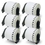 BETCKEY - Compatible Continuous Labels Replacement for Brother DK-2205 (2.4 in x 100 ft), Use with Brother QL Label Printers [6 Rolls]