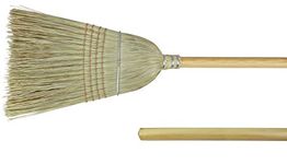 Weiler 44008 Corn Fiber Heavy-Duty Wire Banded Warehouse Broom with Wood Handle, 1-1/2" Head Width, 57" Overall Length