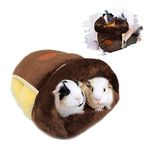 YUEPET Guinea Pig Bed Cuddle Cave Warm Fleece Cozy House Bedding Sleeping Cushion Cage Nest for Small Animal Squirrel Chinchilla Hedgehog Cage Accessories Brown