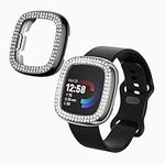 kwmobile Glitter Frame Protector Compatible with Fitbit Versa 4 / Sense 2 Frame Protector (Set of 2) - Transparent/Black