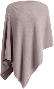 PULI Women's Versatile Knitted Shawls Scarf Poncho Sweater with Buttons Lightweight Spring Summer Fall Wraps oatmeal