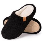 EverFoams Women's Warm Shearling Memory Foam Indoor Slippers Anti-Slip Lightweight Breathable Winter House Shoes, 7-8,Black