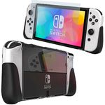 ZAGG Gear4 Kita Grip 360 Case + VisonGuard Screen Bundle for Nintendo Switch, Kid-Friendly, Shockproof, Easy, (Clear/Black)