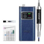 L'UGX Professional Nail Drill, 35000RPM Rechargeable Nail Efile, Portable Electric Nail File Machine for Acrylic, Gel Nails, Manicure Pedicure for Home Salon Use (Klein Blue)