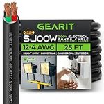 GearIT 12/4 12 AWG Portable Power Cable (25 Feet - 4 Conductor) SJOOW 300V 12 Gauge Electric Wire for Motor Leads, Portable Lights, Battery Chargers, Stage Lights and Machinery -25ft Electrical Cord