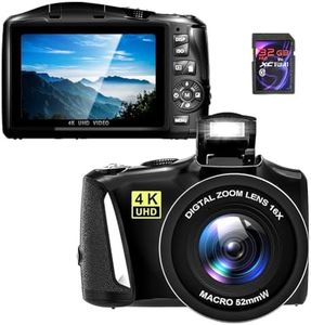 Ade fotocamera digitale, 48MP 4K UHD Fotocamera con zoom digitale 16x e macro Lente, Fotocamera compatta con cruscotto rotante per adolescenti, principianti, adulti, scheda SD da 32 GB