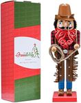 Ornativity Christmas Western Cowboy Nutcracker – Brown and Red Wooden Nutcrackers Cow Boy with a Rope and Lasso Xmas Themed Holiday Nut Cracker Doll Figure Decorations 14"