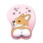 3D Mouse Pad Corgi Mouse Mat Non Slip Silicone Anime Dog Mousepad with Wrist Rest for Office