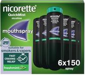 Nicorette QuickMist Mouthspray, Freshmint (6 x 150 Sprays) Smoking or Vaping Cessation Aid, designed to start reducing cravings in 30 seconds (Quit Smoking or Quit Vaping Aid)