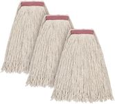 Matthew Cleaning 16oz 3Pack Cotton Floor Mop,Cotton Looped-Open String Heavy Duty String Mop Refills, Universal Headband Blend Mop,Mop Head Replacement for Home, Industrial and Commercial Use(White)