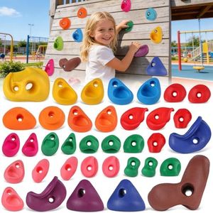 SREHRLY 36 PCS Rock Climbing Wall for Kids,Rock Wall Climbing Holds,Adults Climbing Wall Grip Kits Holds Up to 230 lbs for Outdoor Indoor Home Playground Climbing Wall Holds