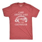 Mens Camp Crystal Lake T Shirt Funny Graphic Camping Vintage Adult Novelty Tees Mens Funny T Shirts Halloween T Shirt for Men Funny Movie T Shirt Novelty Red 4XL