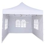 Invezo 10 x 10 ft / 3 x 3 mtr Gazebo Tent (Super Heavy Duty - 34kgs, White) with 3 European Side Covers, Cover Bag - Water Proof Tent/ Portable & Foldable/Outdoor/Advertising Gazebo Canopy Tent 2 mins Installation