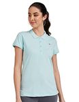 Allen Solly Women Lt. Blue Solid regular fit T-Shirt(AHCTCRGFN06149_Lt. Blue Solid_XL)