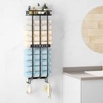 AIRUJIA Towel Rack Wall Mounted, Towel Racks For Bathroom, Bathroom Towel Storage Rail Rack,Black Towel Rail, Bathroom Towel Holder, Bathroom Storage Rack With 4 Hooks