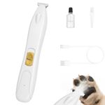 KIKETECH Cordless Dog Paw Trimmer - Low Noise LED Dog Clippers with Ceramic Blade, 2 Speed Rechargeable Small Pet Shaver for Grooming Dogs Cats Hair Around Paws, Eyes, Ears, Face, Rump, PearWhite