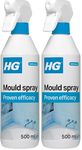 HG Mould Spray, Effective Mould Spray & Mildew Cleaner, Removes Mouldy Stains From Walls, Tiles, Silicone Seals & More - 500ml, Pack of 2