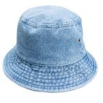 Gelante Solid Color 100% Cotton Bucket Hat for Women and Men Packable Travel Summer Beach Hat, Denim Blue, Large-X-Large