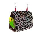 BECNBEAU Bird Bed Parrot Cage Accessories Warm Hammock Birds Nest Parakeets Hut Tent Hut Tent Conure House Budgie Shed Hanging Cave Perch for Cockatiel Quaker Lovebirds,Leopard,Small