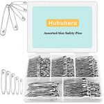 Safety Pins Assorted, 340 Pack Nickel Plated Steel Safety Pins Heavy Duty, 5 Different Sizes Safety Pin, Safety Pins Bulk, Small Large Safety Pins for Clothes, Sewing, Arts, Crafts (Silver)