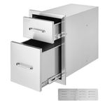 Mophorn Outdoor Kitchen Drawers 13" W x 20.4" H x 20.8" D, Flush Mount Double BBQ Access Drawers with Stainless Steel Handle, BBQ Island Drawers for Outdoor Kitchens or Patio Grill Station