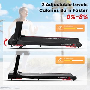 CITYSPORTS Folding Treadmill – Compact Electric Running Machine, Black