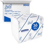 Scott Control Folded Toilet Tissue 8042 - 2 Ply Bulk Toilet Paper - 36 Packs x 250 Toilet Paper Sheets (9,000 Total)