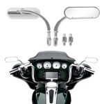 DREAMIZER Chrome Motorcycle Rear View Mirrors 8MM 10MM Oval Retro Mini Side Mirror for Softail Breakout Silm Fatboy Sportster XL883 1200 X48 72 Street Glide Road King Heritage Touring Cafe Racer